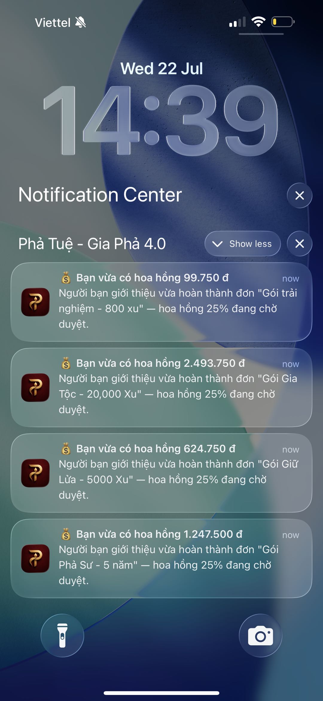 Thông báo hoa hồng khi đơn hoàn thành